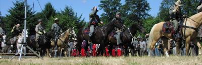 Confederate cavalry passes in review