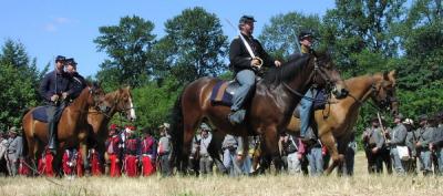 Union cavalry passes in review