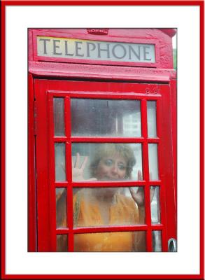 ....breakfast and Liz poses for Michaele in another phone booth.
