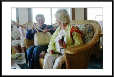 It's very busy at the restaurant, so we wait for a seat....