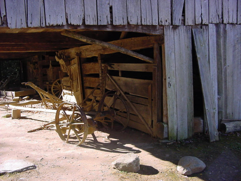 A barn in shadows
