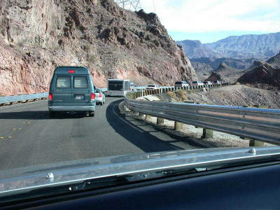Approaching Hoover Dam on the drive back.