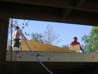 Laying the plywood sub floor  12/5/2001