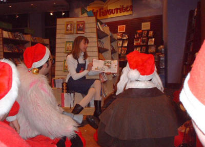 Santa in Chapters books, then being read The Night Before Christmas, before security asked Santa to leave