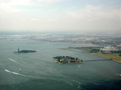 Liberty Island (left) & Ellis Island