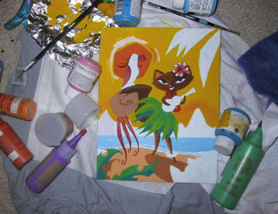 Hawaiian Kitty being created
