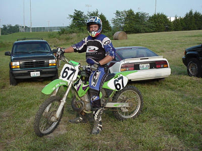 son Josh just before first moto at Cole County Fair