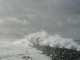 Waves over the breakwater