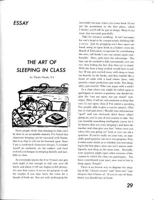 Art of Sleeping in Class ? Essay by Theda Weaks