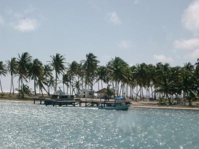 View of Caulker Caye from the boat after the blue hole dive