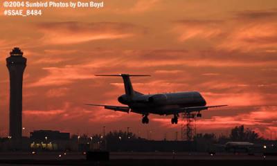 American Eagle Embraer Regional Jet sunset aviation stock photo #8484