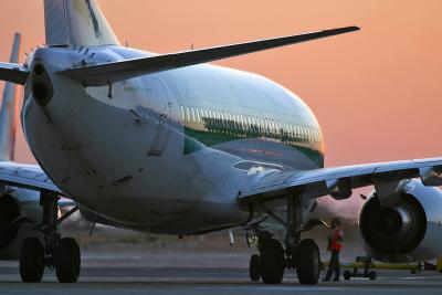 Transavia 737 gets redy to fly back to Amsterdam.