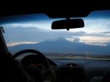 1st sighting of Mt. Ararat, 17,000 ft high, from rental car