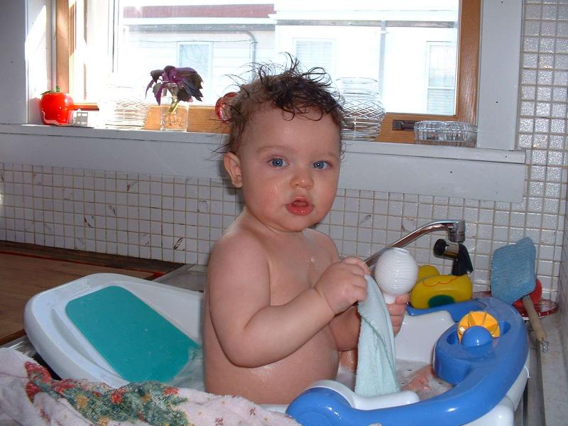 Young Einstein takes a bath