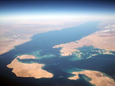 Gulf of Aqaba looking north, Tiran island on left
