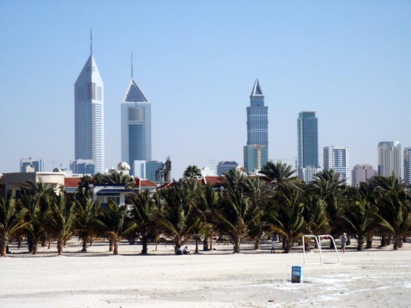 Jumeirah Beach looking towards Emirates Towers and my building
