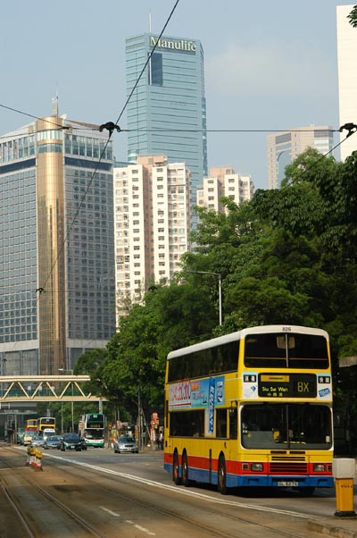 Double decker bus along Victoria Park