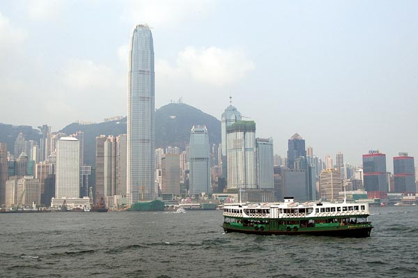 Passing another Star Ferry crossing Hong Kong Harbour