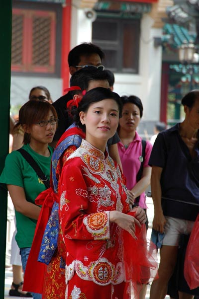 Actress getting ready for a scene at Wong Tai Sin Temple