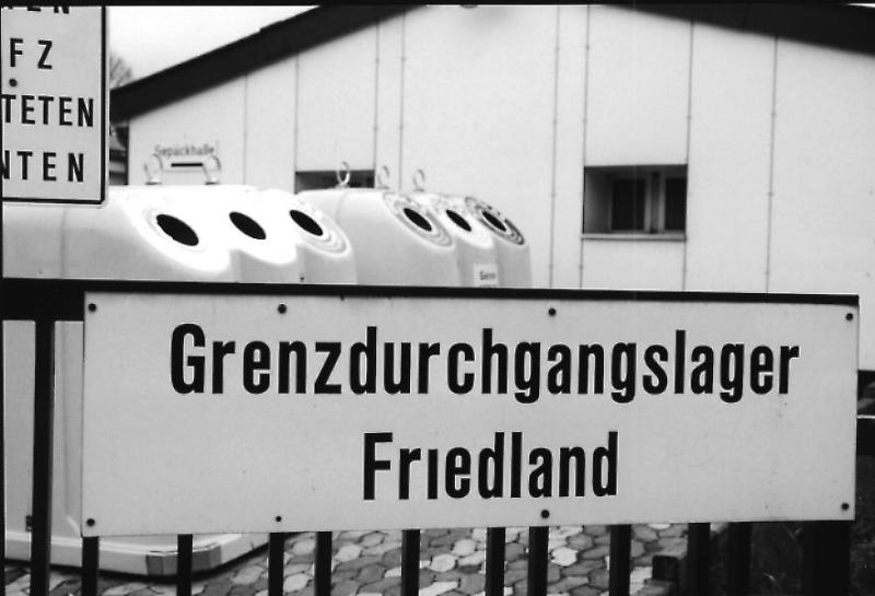 Sign Outside Processing Center for Returning Soviet Prisoners and Other Refugees