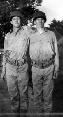 Terrold Tilton & Dan Kavaya At Iowa State Guard Encampment at Camp Dodge - July, 1944