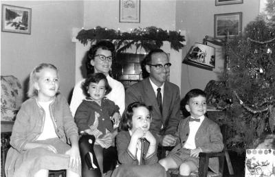 The Ken Nolin Family in Assiut -- From left: Sue, Rachel, Sharon & Douglas, with Parents Rosella & Ken at back