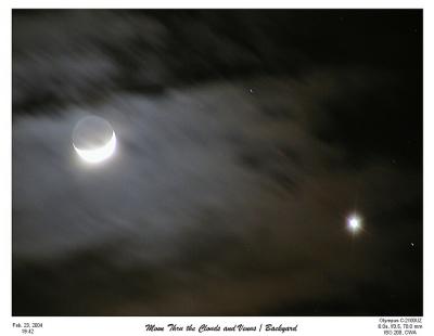 Moon Thru the clouds and Venus