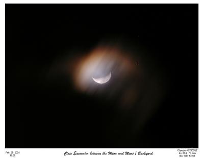 Close encounter between the Cloudy Moon and Mars