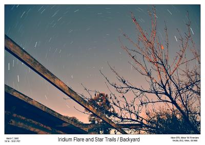 Iridium Flare and Star Trails