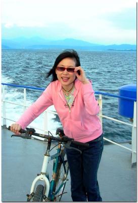 Riding a bike on the ferry