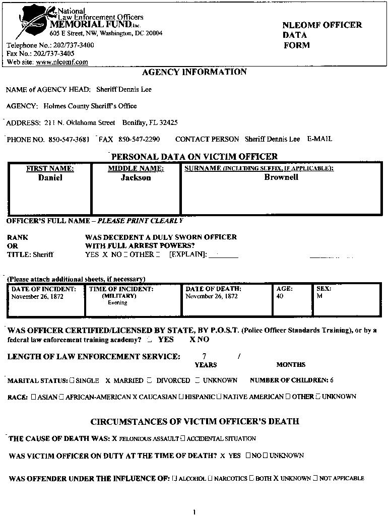 Sheriff Daniel Jackson Brownell - Holmes Co FL