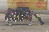 Pushing a heavy cart with under-inflated tires...priceless.