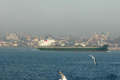 Blue Mosque and Aya Sofia from Bosporus ferry