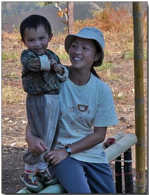 Happy son and mom