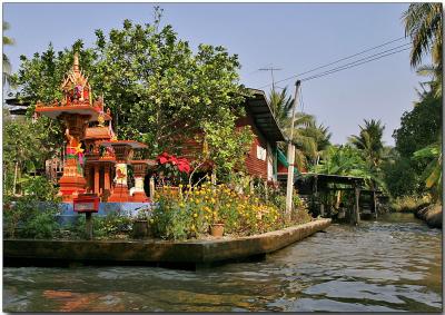 Typical Thai house on a waterway