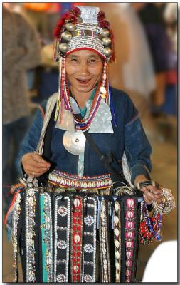 Hilltribe lady selling her crafts in the night market