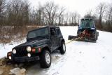 The tractor was spinning his wheels in this pic, no traction on the ice.