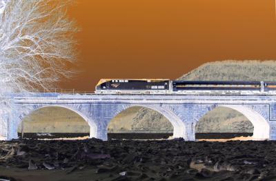 Amtrak's The Pennsylvanian at Rockville Bridge - Negative