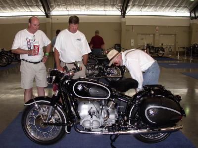 Old timers admire an old time Beemer