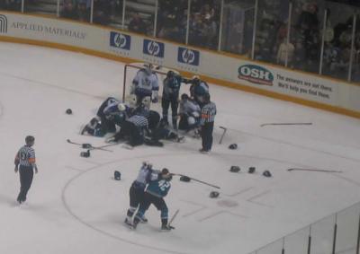 fight at the end of the Sharks vs Kings game we all went to