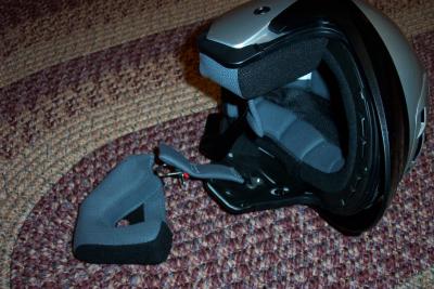 Ear pocket removed from HJC helmet. Your helmet may not have as much room as these do, so your installation may vary