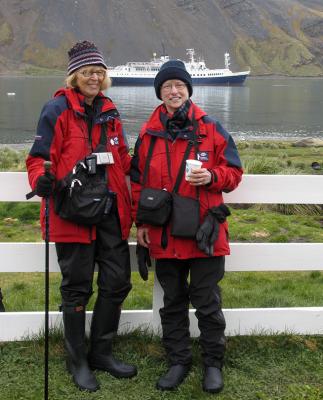 Dee and Jean, dressed for adventure in the spirit of Shackleton.