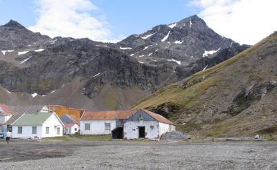 The old Grytviken whaling station is undergoing restoration.