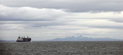 Container ship rounding the Horn.