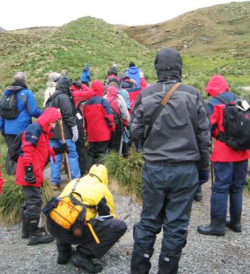 Hikers gather to trek the final four-mile segment of Shackleton's  heroic crossing.