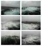 Porthole photos of a Southern Ocean gale, shot from our cabin.