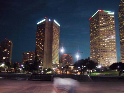Hotel and other buildings at night
