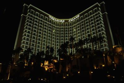 Treasure Island at night