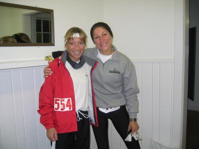Me (50-miler) and Beth Simpson (100-miler) before Rocky Racoon in February 2004