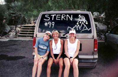 Kari Marchant (left) worked hard as crew and pacer and friend to all at Badwater 2003